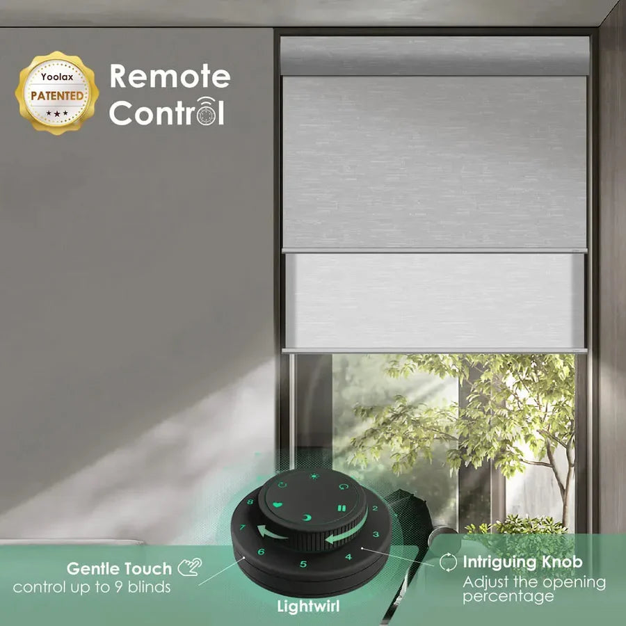 Yoolax Lightwirl remote introduction, detailing channel control options and how to operate blinds