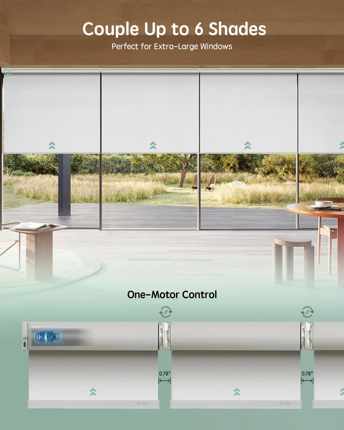 Yoolax Smart Motorised Linked Roller Blinds – Work with Alexa, Google Home, HomeKit, SmartThings (No Hub Required)
