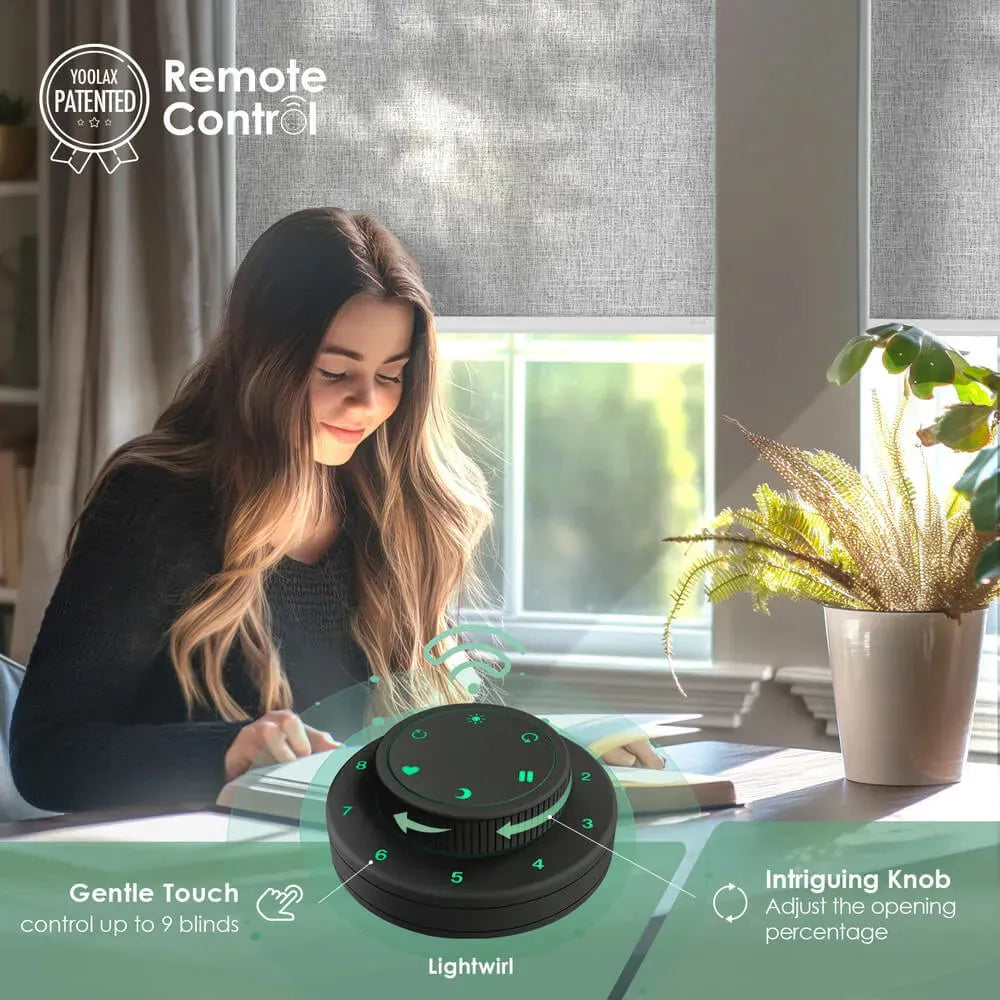 Remote-controlled  light filtering roller blinds with adjustable opening for personalised daylight control