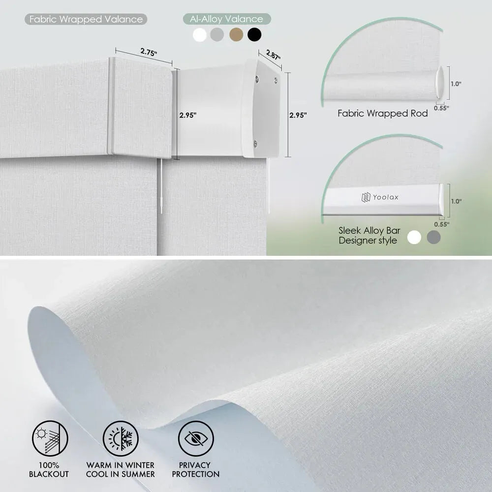 Motorised V-Series blockout roller blinds featuring fabric wrapped or aluminium pelmet, 100% blackout fabric, thermal insulation, and privacy protection