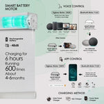Smart battery motor for motorised roller blinds with Zigbee and Bluetooth options, supporting app and voice control, quiet operation, and long battery life