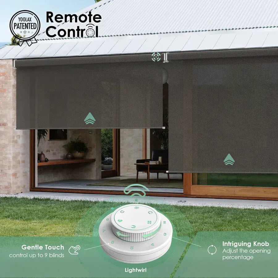 Yoolax Lightwirl remote introduction, detailing channel control options and how to operate blinds.