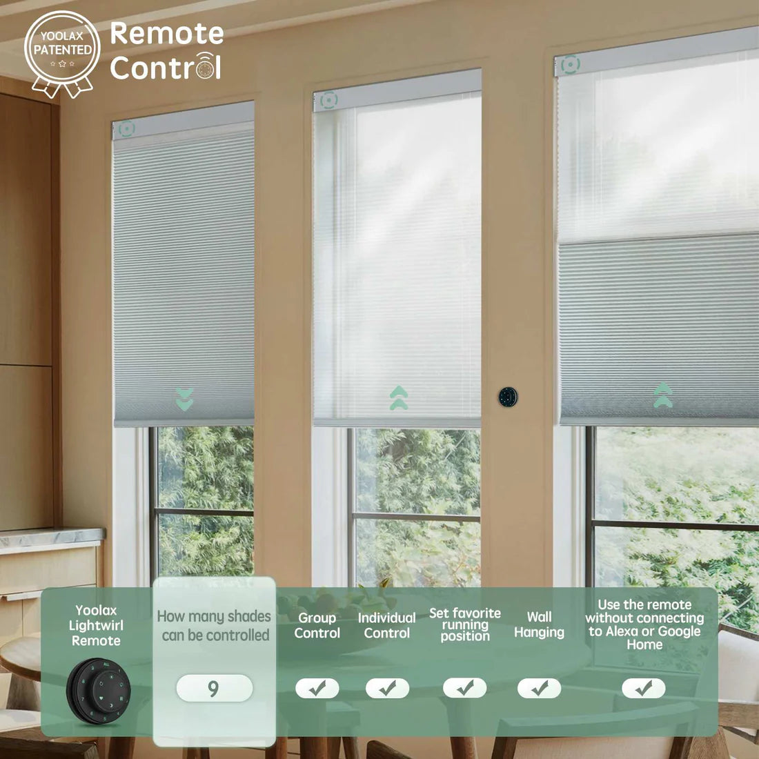 Yoolax Smart Motorised Day Night Honeycomb Blinds
