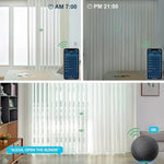 Veri shades with smart control, scheduled to open at 7 AM and close at 9 PM via app