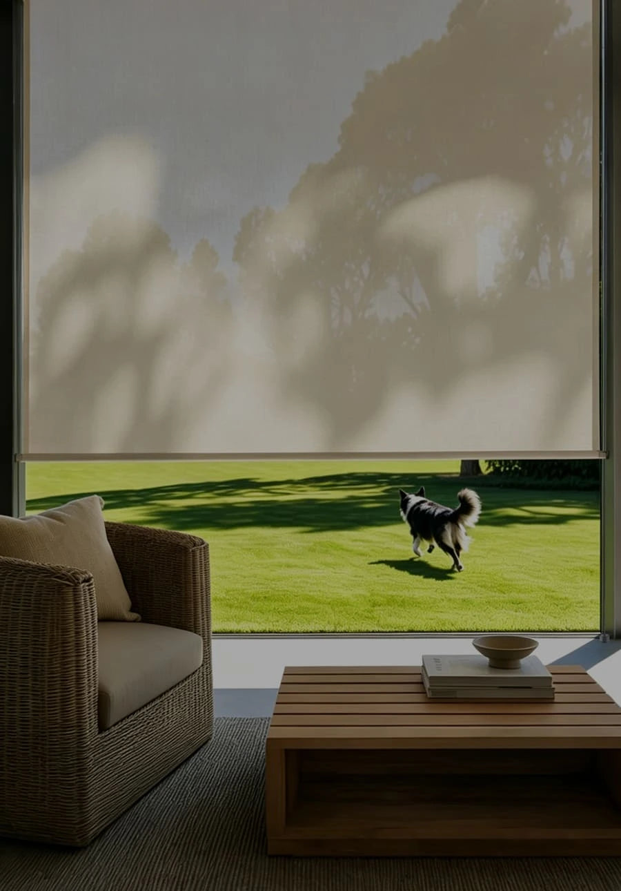 Winter sale banner featuring Yoolax motorized outdoor shades with up to 17% off promotion