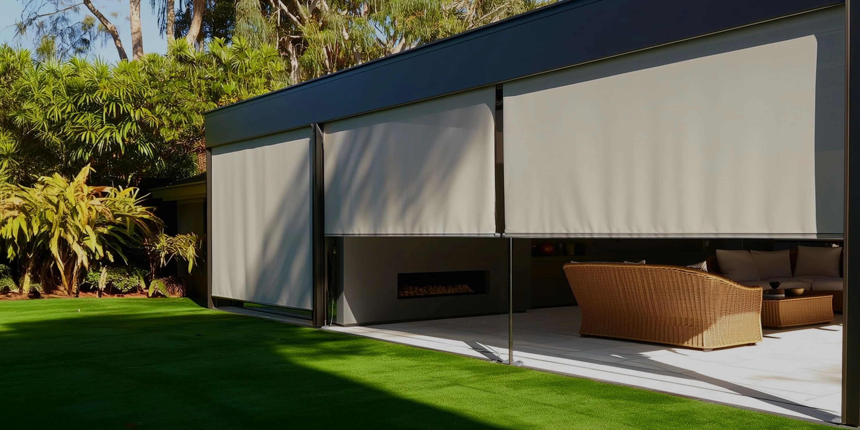 Winter sale banner featuring Yoolax motorized outdoor shades with up to 17% off promotion